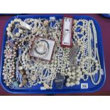 Four Pearl Bead Bracelets, with a collection of imitation pearl bead necklaces, bracelets,