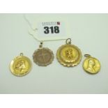 A 9ct Gold St. Christopher Pendant, together with further disc pendants. (4)