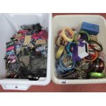 Assorted Costume Jewellery, including bangles, bead necklaces, chains etc:- Two Boxes.