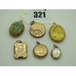 Assorted Locket Pendants, including turquoise inset, etc.