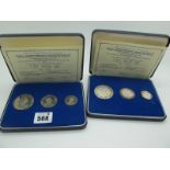 Two Prince Charles 1969 Investiture Fine Silver Medal Sets, six medals in total, 128g total