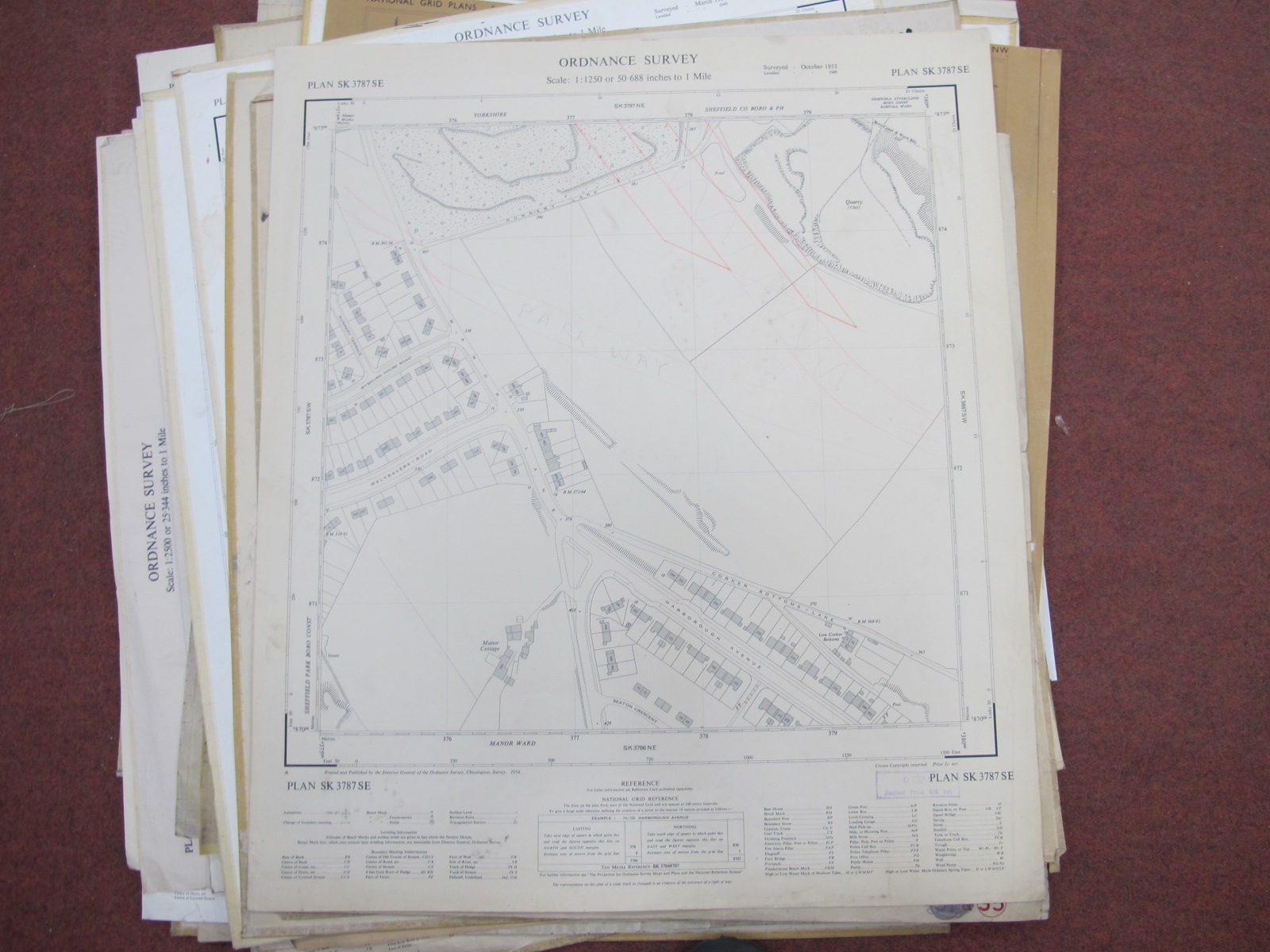 Sheffield North Maps, Meadowhead, Park, Tinsley, Upperthorpe - dates noted 1953, 1954, 1962, some - Image 7 of 10