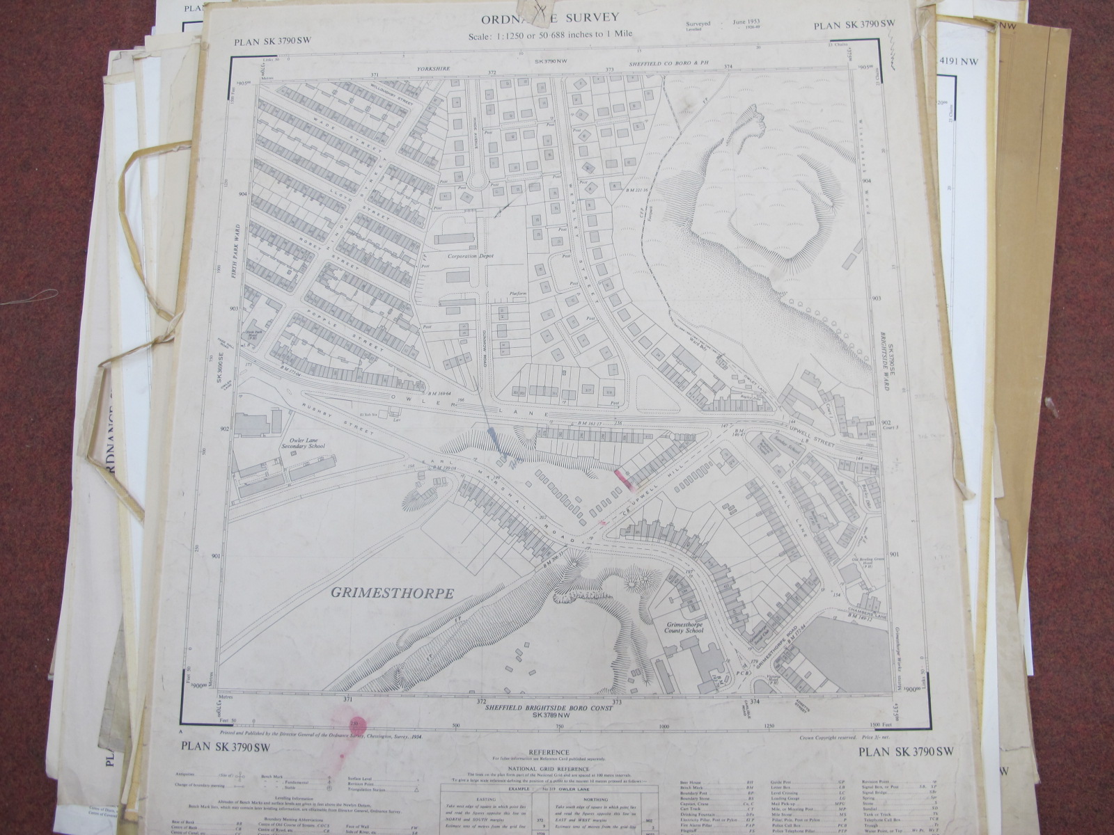Sheffield North Maps, Meadowhead, Park, Tinsley, Upperthorpe - dates noted 1953, 1954, 1962, some - Image 3 of 10