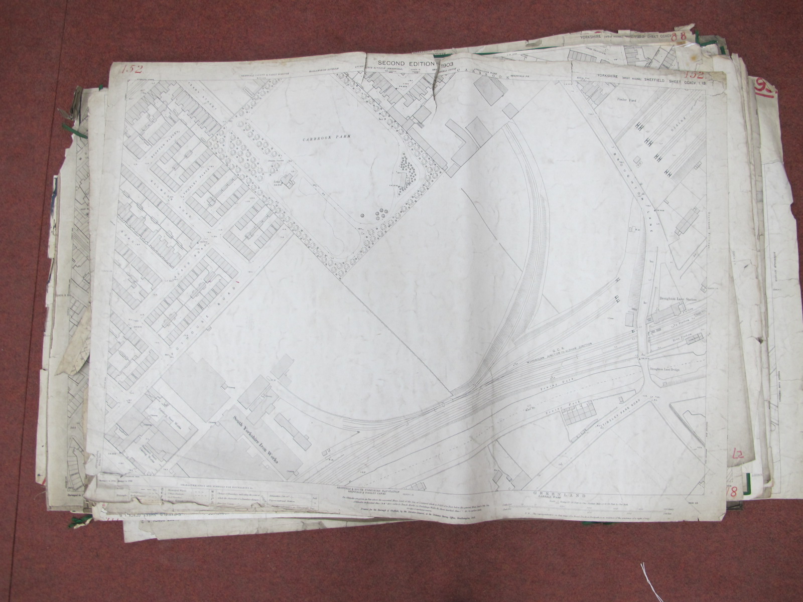 Sheffield North Maps, Attercliffe, Brightside - some dates noted 1890, 1893, 1903, dirty, some tears - Image 7 of 10