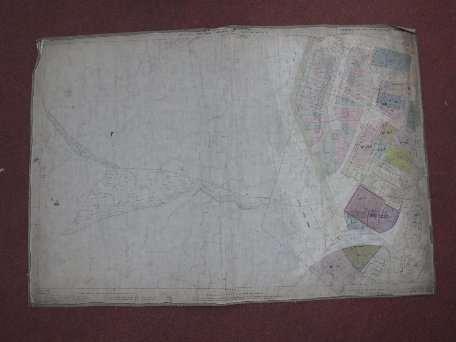 Sheffield Maps, Brightside, Burngreave - some dates noted, 1893, 1890, various scales, dirty and - Image 7 of 10