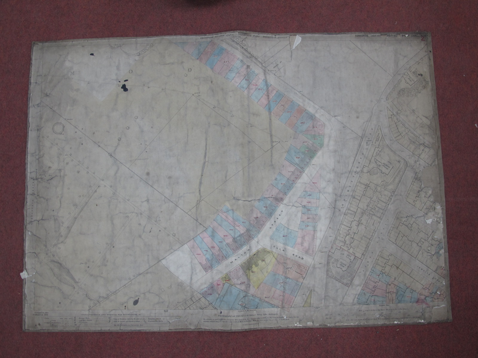 Sheffield Maps, Brightside, Burngreave - some dates noted, 1893, 1890, various scales, dirty and - Image 8 of 10