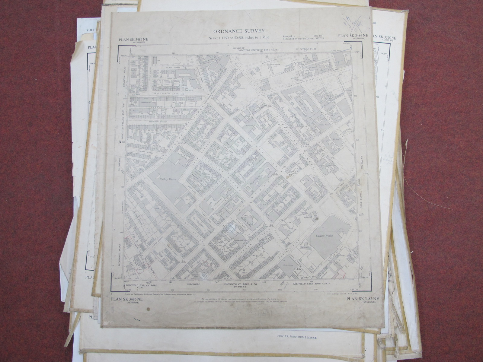 Sheffield Central, North Maps, Neepsend, Wadsley Bridge, Hillsborough - dates noted 1951, 1954, - Image 2 of 10