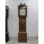 XIX Century Oak Mahogany Eight Day White Dial Longcase Clock, (J Bates Huddersfield), with a swan