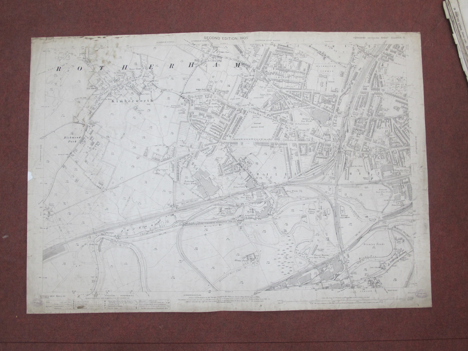 West Riding Yorkshire Maps, Rotherham and area - some dates noted 1903, 1905, 1929, various - Image 4 of 10