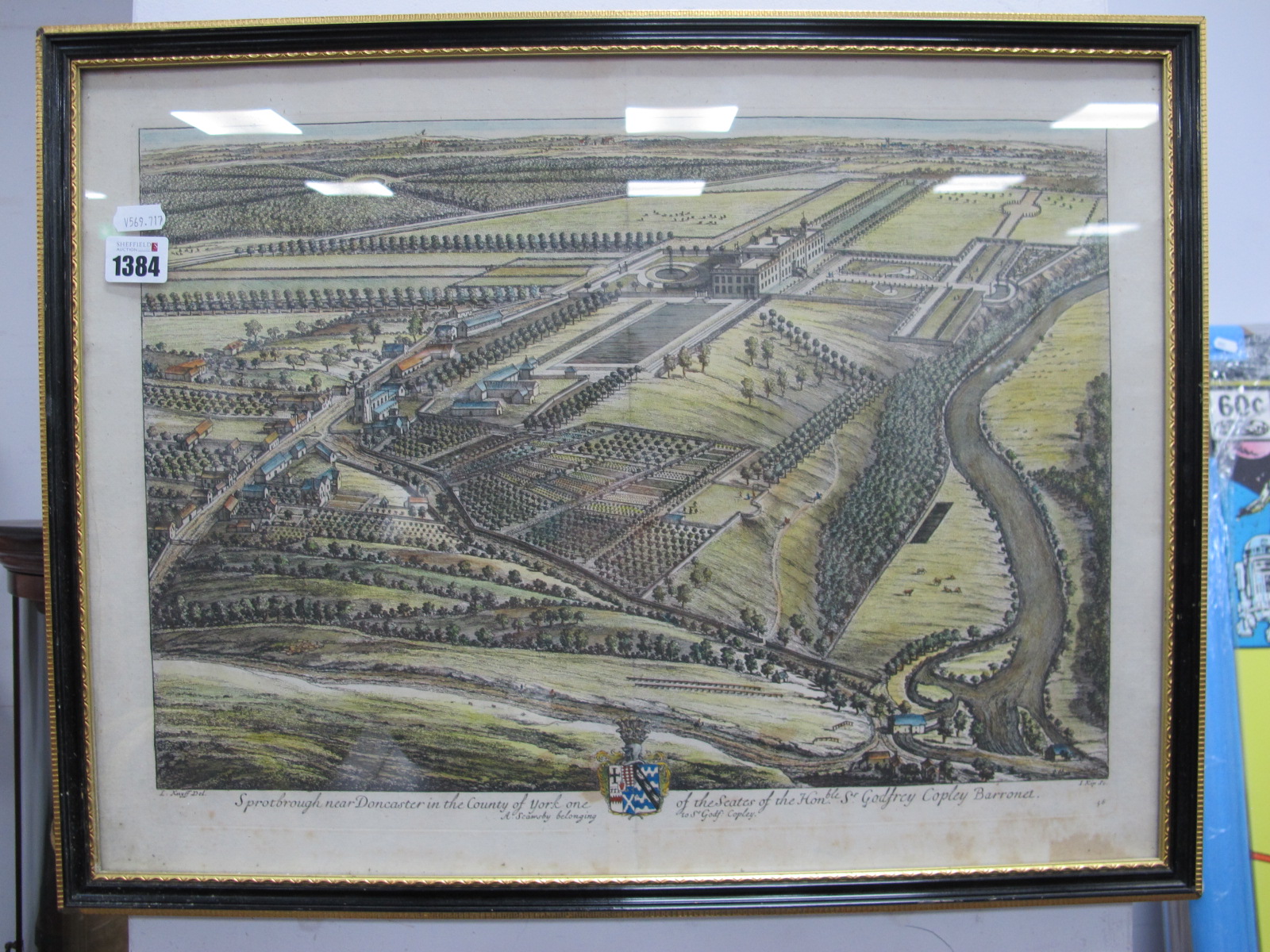 Johannes Kip After Leonard Knyff, Sprotborough Near Doncaster, coloured print, circa XVIII Century