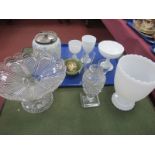 White Glass Goblets, Napco vase, Tazza, biscuit barrel (damaged), fluid measure egg, etc:- One