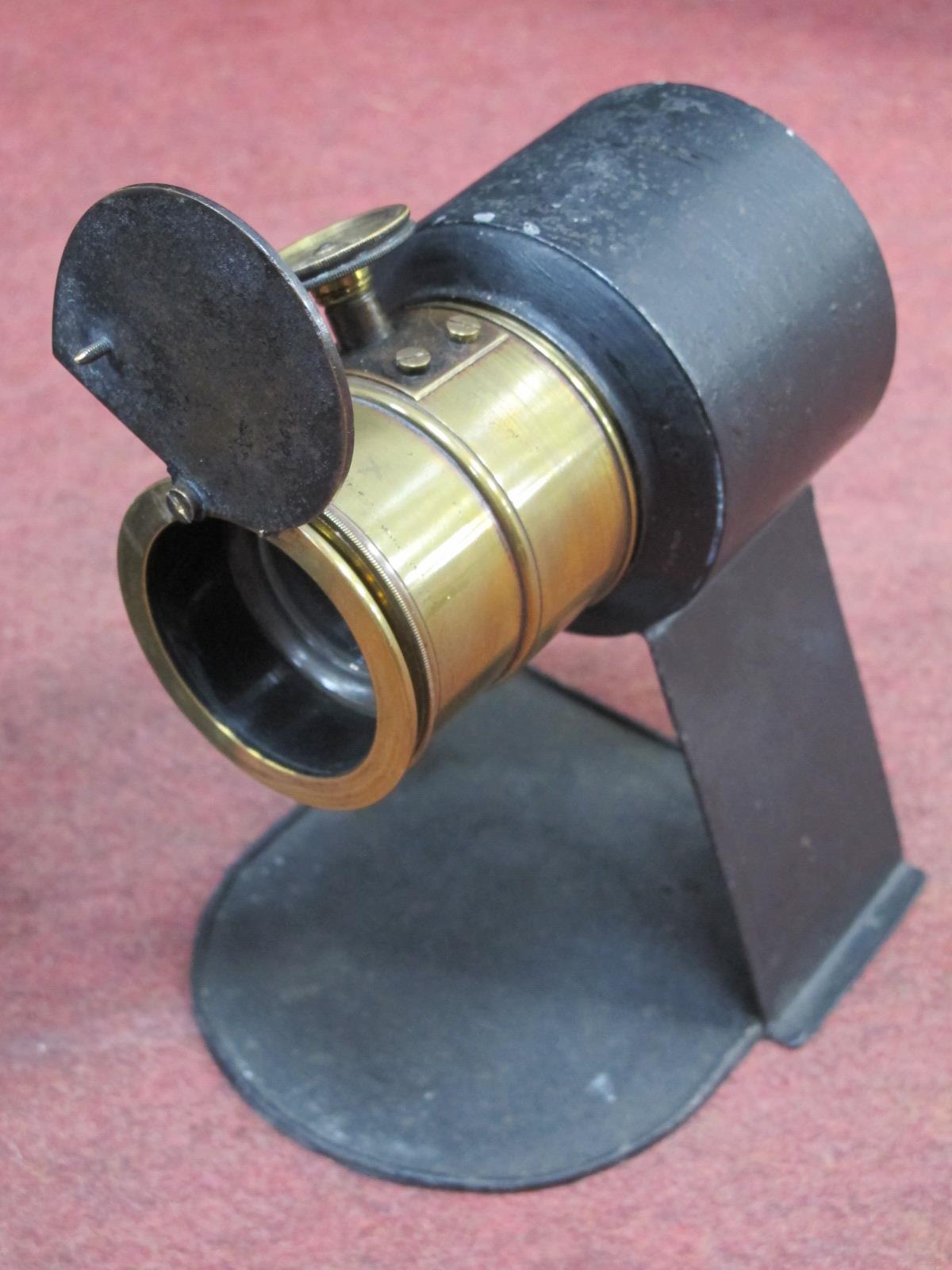 Magic Lantern Projector, with brass casing o each lens, in wooden carry box, one other - Image 2 of 6