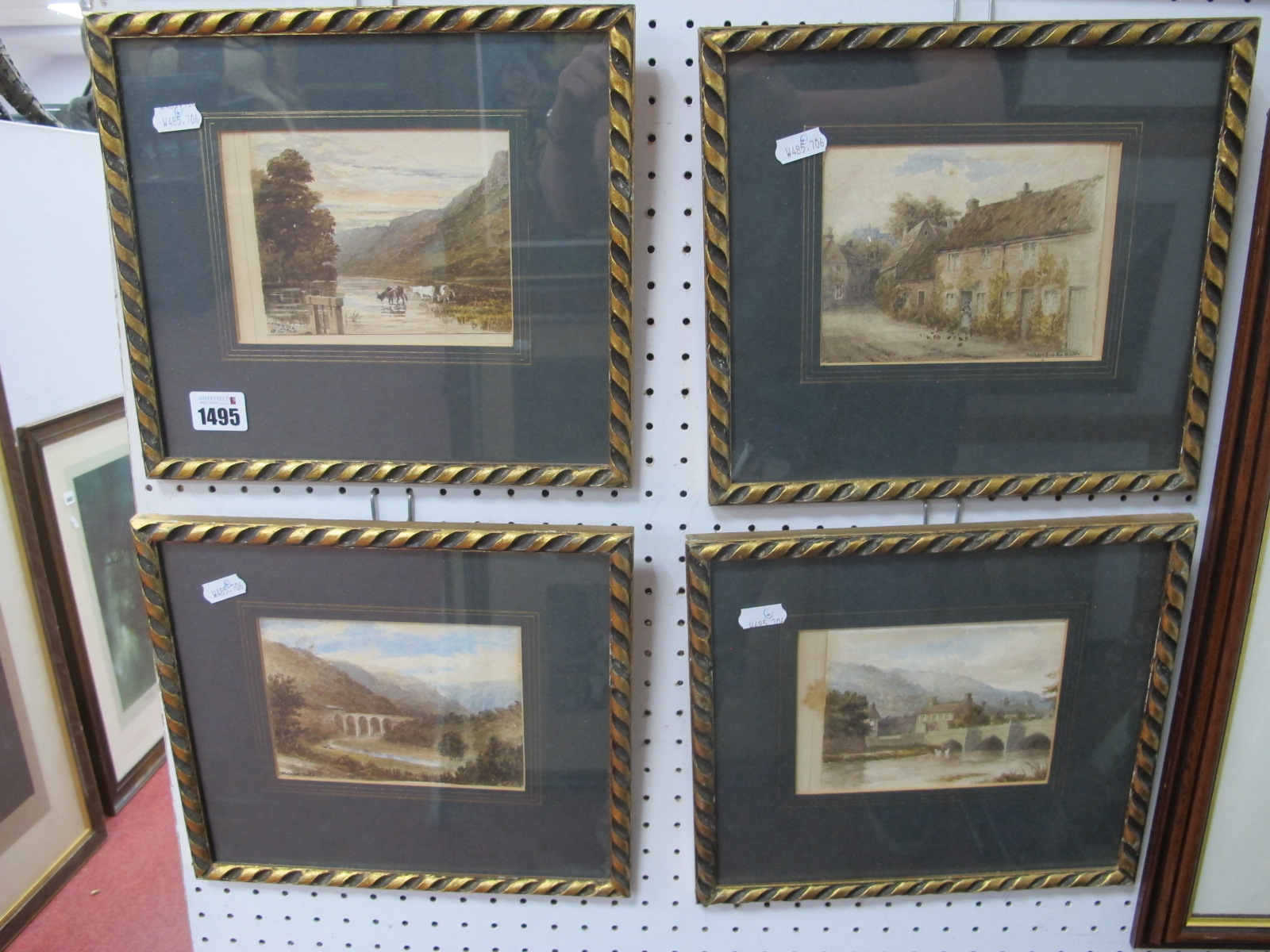 Set of Four XIX Century Watercolours, including Ashford in the Water, 11 x 14.5cm, Monsal Dale,