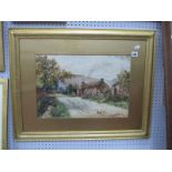 A Boler (Sheffield Artist), watercolour of Farm Buildings, signed bottom right. 32 x 47cm.