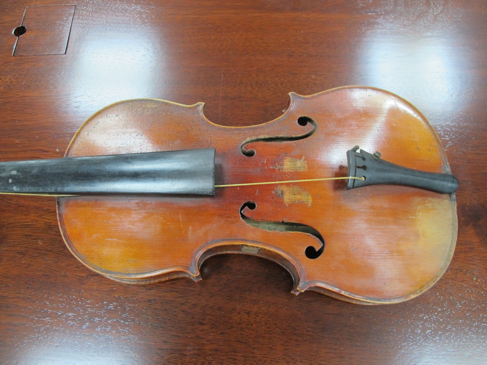 Violin, J.T.L Dulcis Et Fortis, signed inside, one piece back, together with two bows and a case - Image 3 of 12