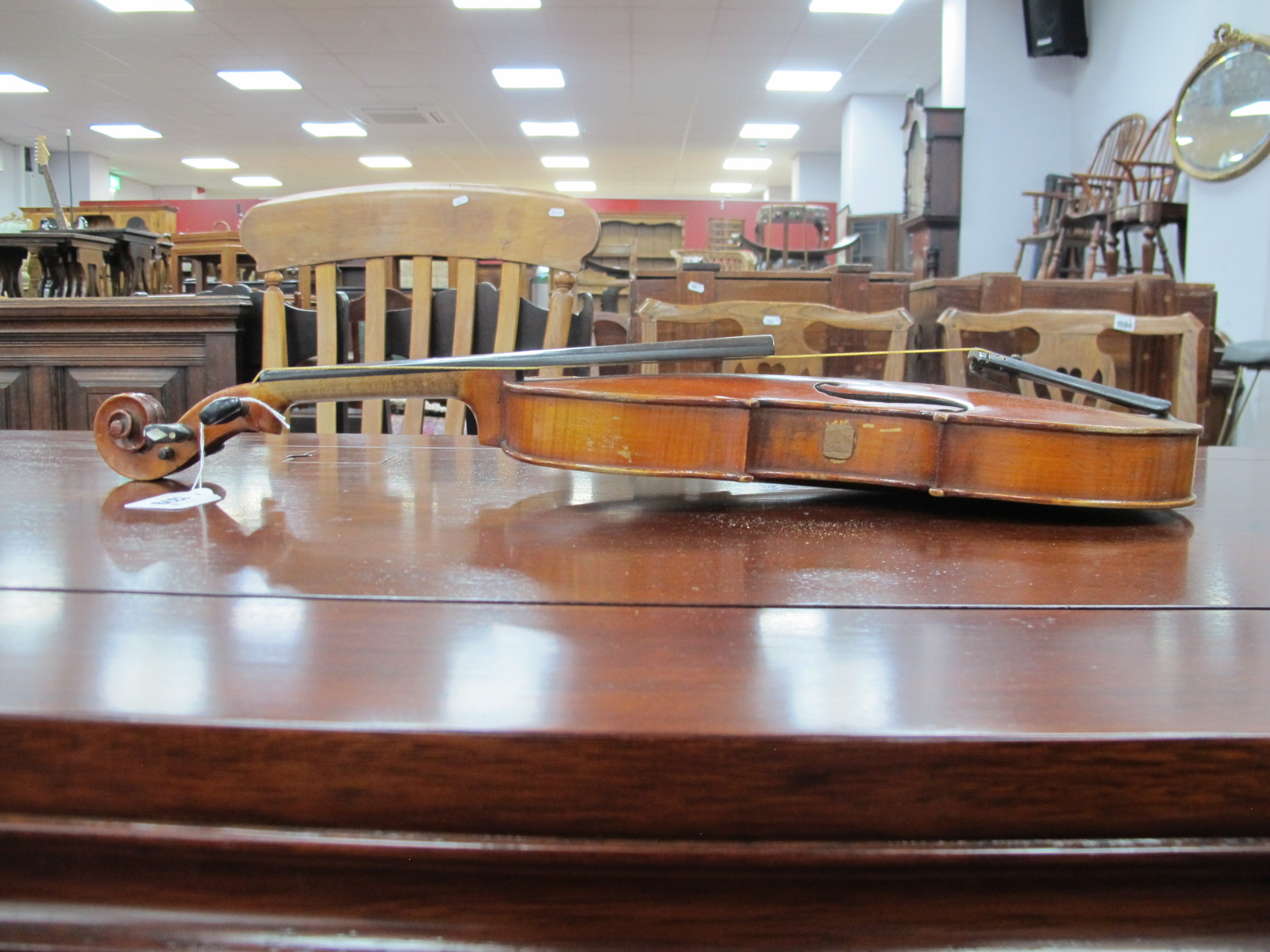 Violin, J.T.L Dulcis Et Fortis, signed inside, one piece back, together with two bows and a case - Image 4 of 12