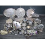 Art Deco Arglye Entree Dish, and tazza, hotel plate, pewter tankards, etc:- One Box