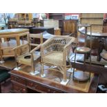 Child's Wicker Chair, and XIX Century commode char, 'Homettes' oak stand,