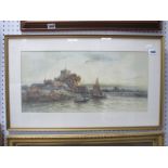 F.E Jamieson, 'Norfolk Scene', watercolour, signed lower left, 24.5 x 51cm.