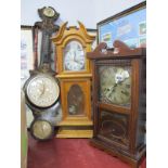 Highlands 31 Day Wall Clock, mini long case clock, 61cn high, barometer. (3).