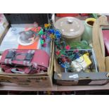 A Bread Crock, intrepid fishing reel, car polisher, Panasonic VCR, alarm clock, tin, etc, (