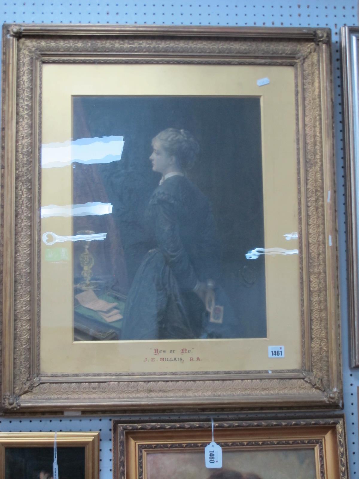 After J.E Millais, ';Yes or No', colour print, in gilt frame, 48 x 37cm.