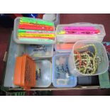 Fishing, hooks, lines, bunjees, punches, baiting needles and stretchers, pole cups and ends, etc:-