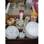 Drinking Glasses, lavender breeze pans, ceramics, etc:- Two Boxes.