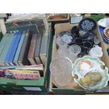 Books, records, glassware, Deny coffee ware, etc:- Two Boxes