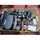 Binoculars, to include Swallow, Uncle Hu, Omiya, Tohyoh, Prinz, varying sizes, approximately 18:-