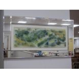 A Modern Piscine Rectangular Wall Panel, of impressionist design, set in a mirror surround,