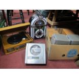 A Steepletone USB Norwich Record Player, Sony speakers, JDW juke box style music centre, Sharp SL-