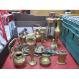 Sievert Brass Blow Lamp, Benares and other brass ware, copper kettle, et:- One Tray.