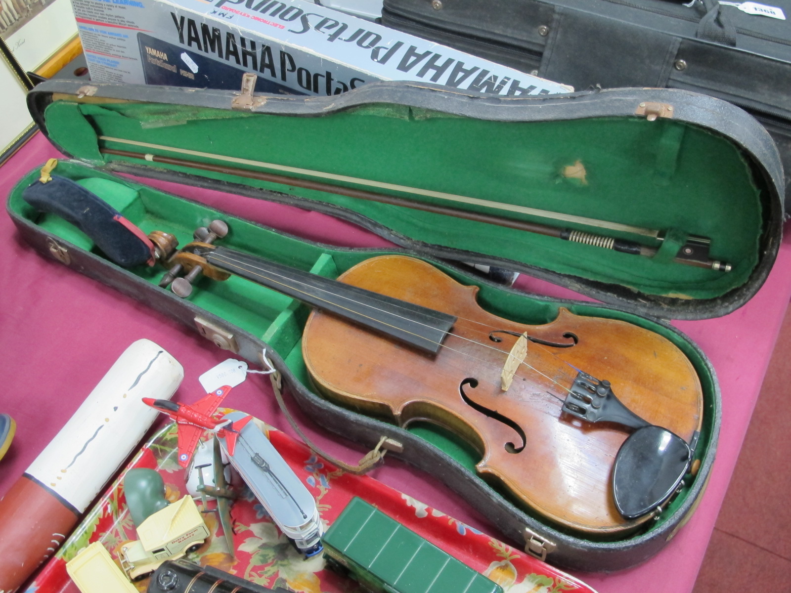 A Violin, circa 1900, with two piece back, no visible label, overall length 59cm, back length 35.