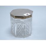 A Hallmarked Silver Mounted Cut Glass Biscuit Box, JG&S, Birmingham 1928, of octagonal form with