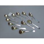 Gorham; A Set of Eleven Early XX Century American Ice Cream Spoons, with planished handles and