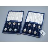 A Matched Set of Six Hallmarked Silver and Enamel Coffee Spoons, H. Clifford Davis Ltd, Birmingham