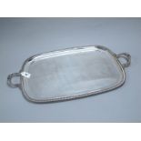 A Hallmarked Silver Twin Handled Tray, John Turton & Co, Sheffield 1957, of plain rounded