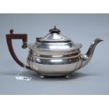 A Hallmarked Silver Tea Pot, Elkington & Co, Birmingham 1968, of oval form with gadrooned detail,