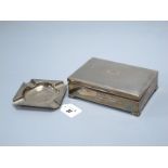 A Hallmarked Silver Cigarette Box, H.Bros, Birmingham 1966(?rubbed) the rectangular hinged lid