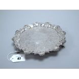 A Hallmarked Silver Presentation Card Tray, Ebenezer Coker, London 1763, of shaped circular form