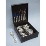 A Part Canteen of Matched Hallmarked Silver Fiddle Thread and Shell Pattern Cutlery, United Cutlers,