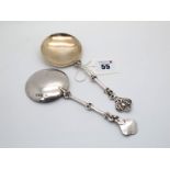 A Pair of Hallmarked Silver Serving Spoons, Messrs Hutton, 1897, each with circular bowl and