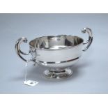 A Hallmarked Silver Twin Handled Pedestal Bowl, (Charles Edwards? makers mark rubbed) London