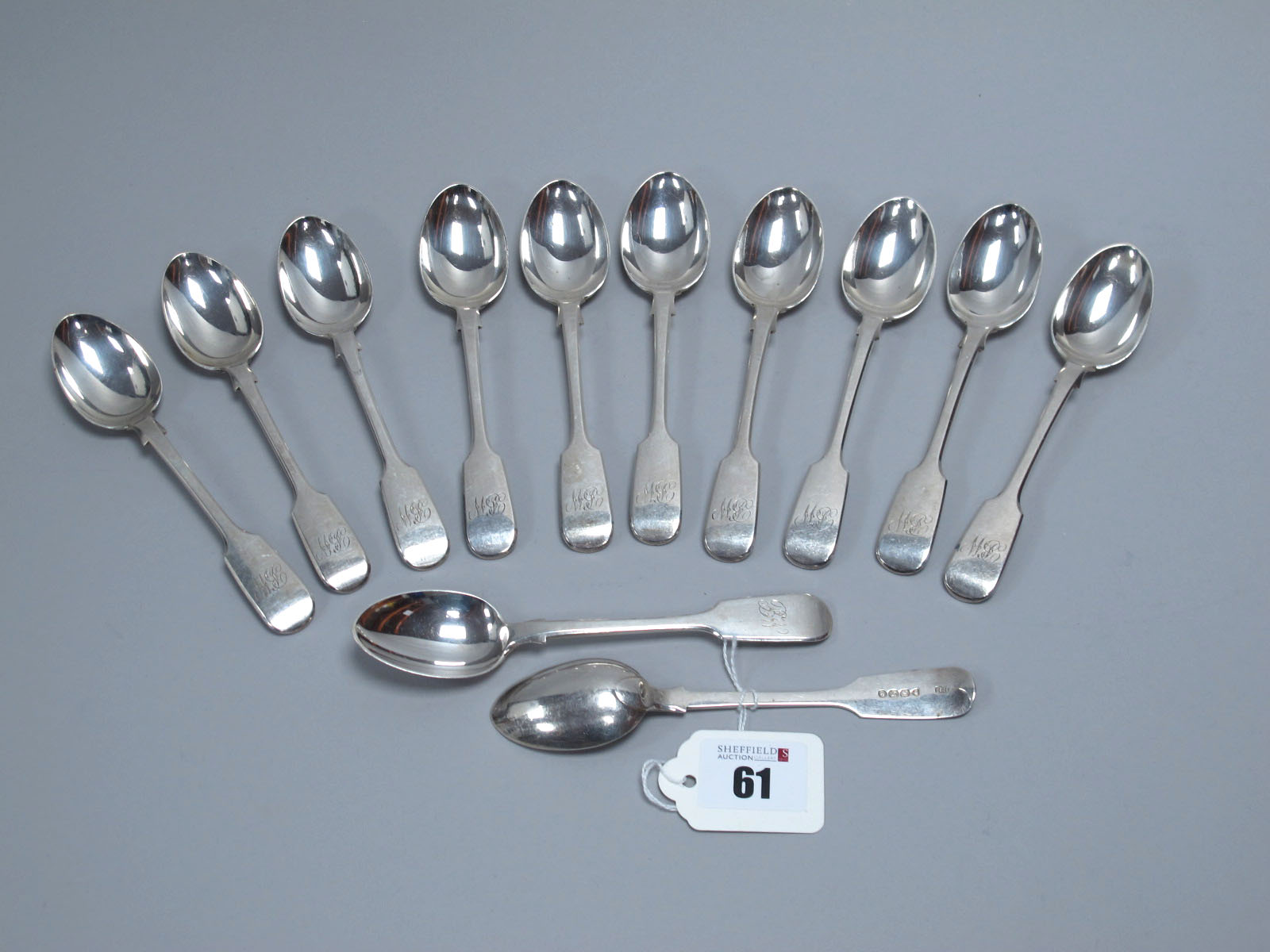 A Set of Twelve Hallmarked Silver Fiddle Pattern Teaspoons, Henry Holland, London 1873,