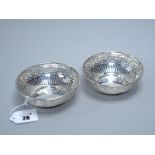 A Pair of Hallmarked Silver Dishes, John Round & Son, Sheffield 1912, each of geometric pierced