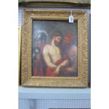 XIX Century French School, Christ in a Crown of Thorns Being Unbound, oil on board, unsigned, 41 x