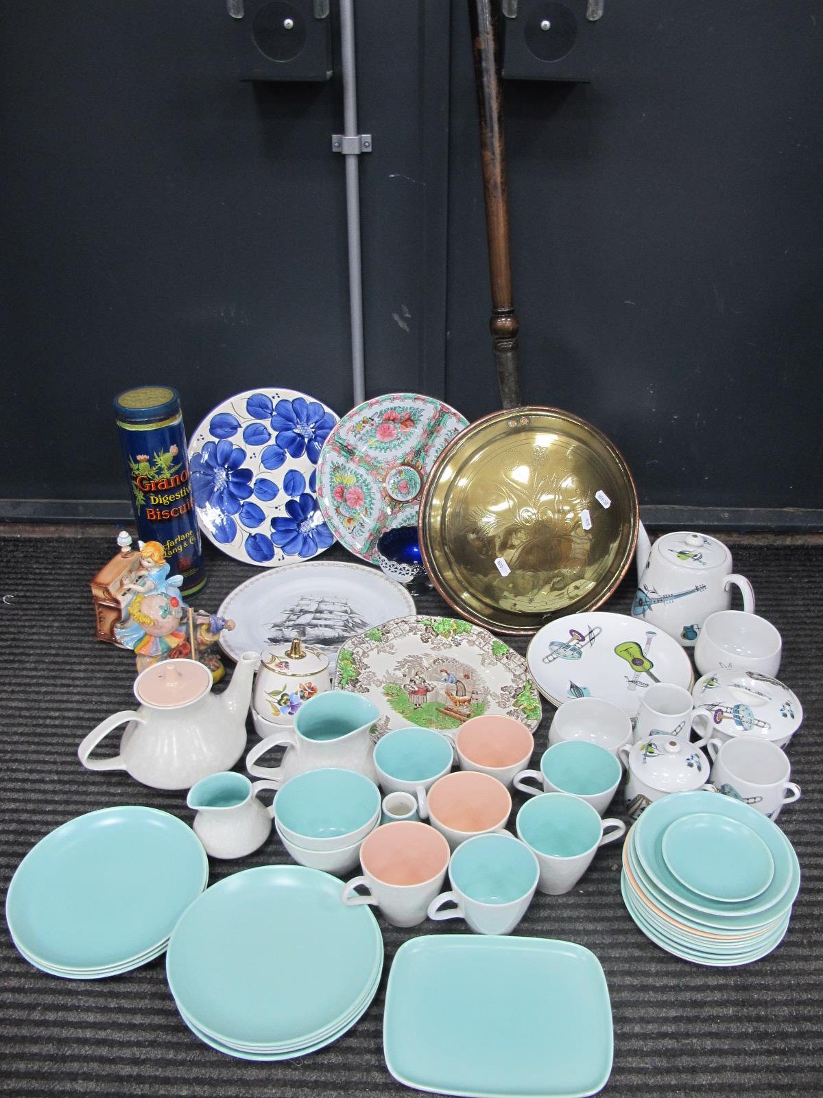 Poole Tea Ware, Royal Worcester tea ware, etc, brass warming pan, etc:- One Box.
