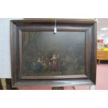 XVII/XVIII Century Flemish School, Figures Gathered in a Tavern Interior, oil on canvas, unsigned,
