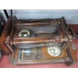 XIX Century Stained Walnut Vienna Wall Clock, with a circular dial (damage), turned supports,